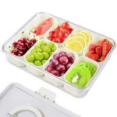 SKY - Caja De Aperitivos 8 Compartimentos Con Tapa y Asa Contenedor De Snacks Portátil