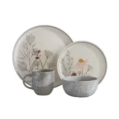 GENERICO - Juego de Vajilla Corona en Cerámica 4 Puestos 16 Piezas Anastas