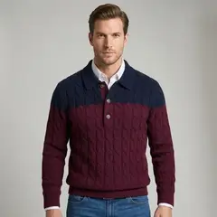 PERRY ELLIS - Sweater Polo Vinotinto SW00132