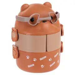 SKY - Portacomidas Infantil 2 Divisiones Modelo Osito Apilable Con Doble Aislamiento Para Escuela