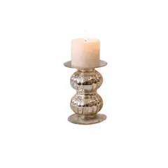 GENERICO - Candelabro Con Base Curva Color Plateado Tamaño Pequeño 15 X 11 Cm