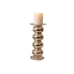GENERICO - Candelabro Con Base Curva Color Plateado Tamaño Grande 26 X 11 Cm