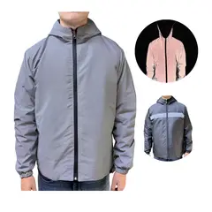 SPORT - Chaqueta 100 % Reflectiva Doble Faz Para Moto Motociclista Alta Visibilidad Cortavientos.