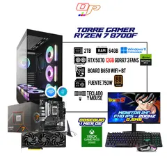AMD - PC GAMER RYZEN 7 8700F / RTX 5070 12GB / 64GB / 2TB SSD / B650 WIFI + BT / 750W 80+ / 24" 200HZ