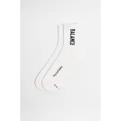 KOAJ - Medias largas unicolores con texto en contraste lateral Mujer