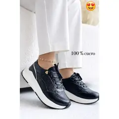 EVEGONZ - Tenis de Cuero Para Mujer Zapato Urban Moda
