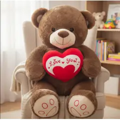 GENERICO - Oso De Peluche Gigante Con Corazón Chocolate