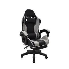BONNO - Silla Gamer Negro-Gris Con Reposapiés Byd