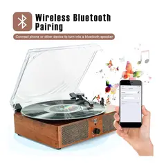 GENERICO - Tocadiscos Estilo Madera Bluetooth 33 45 78 RPM