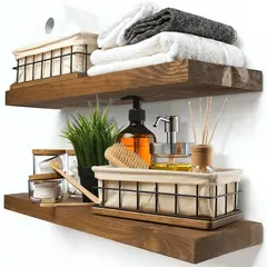 GENERICO - Repisas Flotantes de Pared Set x2 Madera de Pino Envejecido 50 cm Estantes Decorativos minimalistas