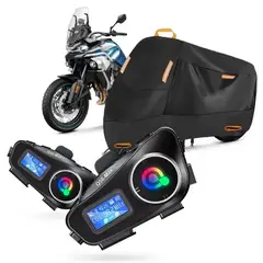 INNOVA - Pijama Moto Touring Impermeable Con 2 Intercomunicadores Q58-max Pantalla Negro