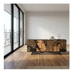 GENERICO - Consola Tv Nature En Roble Macizo y Metal 175cm x 45cm