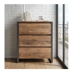 GENERICO - Comoda Olec en Roble y Metal 80cm x 40cm