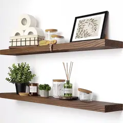 GENERICO - Repisas Flotantes de Pared Set x2 Madera de Pino Envejecido 75 cm Estantes Decorativos minimalistas