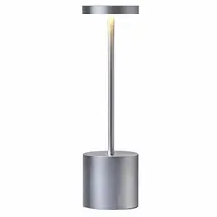 GENERICO - Lámpara De Mesa COLOR PLATA - Tactil Metalica Led 3 Modos Ajustable Inalambrica