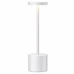 GENERICO - Lámpara De Mesa COLOR BLANCO - Tactil Metalica Led 3 Modos Ajustable Inalambrica