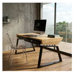 GENERICO - Escritorio Set En Roble Natural y Metal 160cm x 70cm