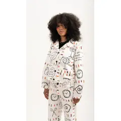 LOCAL ATELIER - Chaqueta recta, estampada con ilustraciones de colores