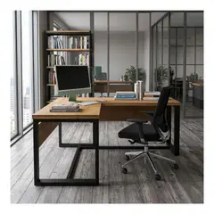 GENERICO - Escritorio Cross En Roble Y Metal 180c x 150cm