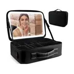 ONE PIXEL - Estuche De Maquillaje Con Espejo Luz Led Cosmetiquera Rosa