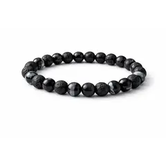 UBMD - Manilla Pulsera Hombre Sardonix Piedra Lava Volcanica 8mm