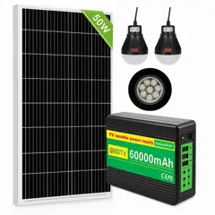 GENERICO - Batería Solar Portátil 60.000 mAh — Estación de Poder con Panel Solar
