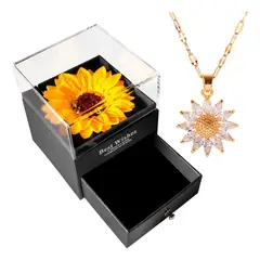 GENERICO - Collar Girasol Giratorio Antiestrés Mujer Lujo Caja Regalo