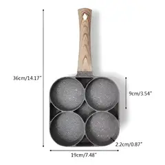 GENERICO - Sarten Antiadherente 4 Puestos Para Huevos Arepas Pancakes Color Negro