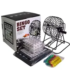 GENERICO - Bingo Set Juego De Mesa Con Balotera Metalica + 18 Cartas