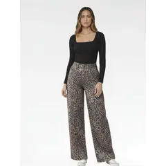 MOLGOA - Pantalón Jean Tiro Alto Animal Print Para Mujer - The Monet