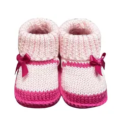 GENERICO - Medias Zapato Tejido para Bebé 0-6 Meses Moñito
