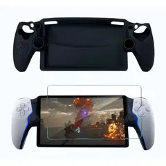 GENERICO - Combo Silicona Protector Negro + Vidrio Compatible Con Ps Portal