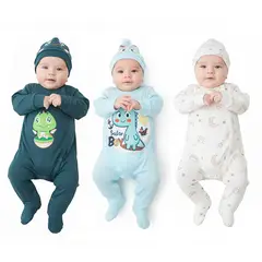 BABY KDS - Set mamelucos para bebe niño x 3 glotoncitos - multicolor