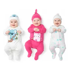 BABY KDS - Set mamelucos para bebe niña x 3 glotoncitos - multicolor