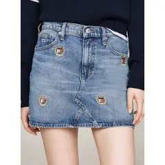 TOMMY HILFIGER - Falda azul denim corta Izzie de cintura media Tommy Jeans