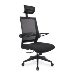 GENERICO - SILLA MENTON BRAZOS ABATIBLES BASE NYLON CON CABECERO BASCULANTE