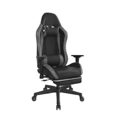 BONNO - Silla Gamer NegroGris Con Reposapiés Leaf