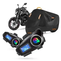 INNOVA - Pijama Moto 100% Impermeable Con 2 Intercomunicadores Q58-max Pantalla Led Negro
