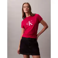 CALVIN KLEIN - Camiseta rosada clásica con monograma estampado