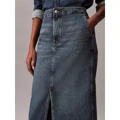 CALVIN KLEIN - Falda azul denim con efecto teñido carpenter
