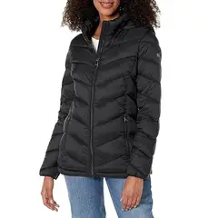 CALVIN KLEIN - Chaqueta negra corta ultraligera con relleno de plumón