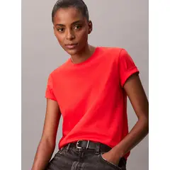 CALVIN KLEIN - Camiseta roja de algodón con logo de archivo