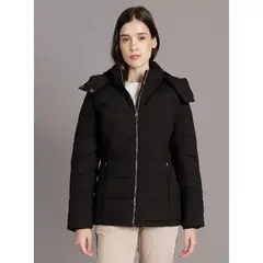 CALVIN KLEIN - Chaqueta negra puffer con capota