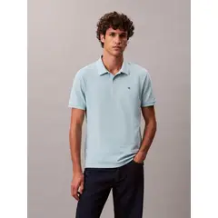 CALVIN KLEIN - Polo celeste clásico de piqué de algodón
