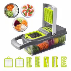 GENERAL - Picador Multifuncional de Verduras 8 en 1 con Cuchillas Intercambiables