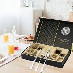 SHUGS - Juego De Cubiertos 24 Piezas Acero Inoxidable