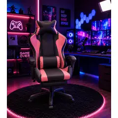 GENERICO - Silla Gamer Ergonomica Con Reposapies BLACK-PINK