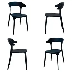 DISTRIONLINE - Set De Sillas Plásticas Génova Negro X4