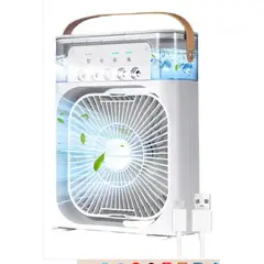GENERICO - Ventilador Humidificador De Aire Multidireccional Luz Led Portatil