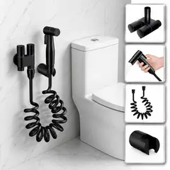 GENERICO - Bidet Sanitario Negro Valvula Desviador Manguera De Resorte